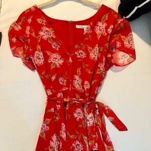 Lovers & Friends Short Red Floral Mini Dress